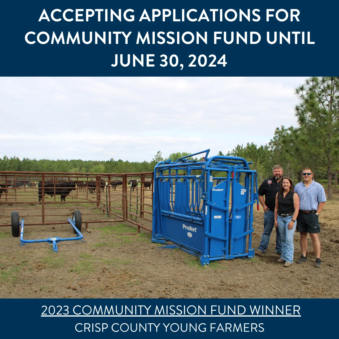Three people smiling standing near cattle.